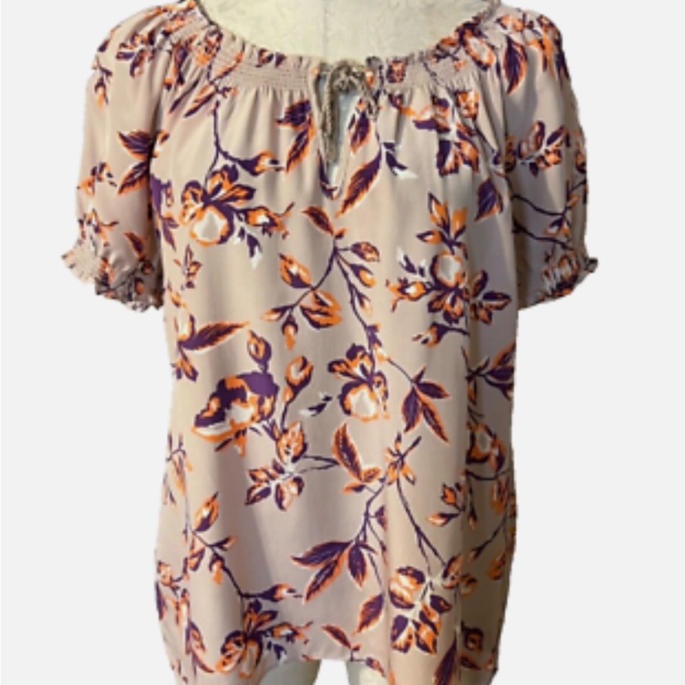 Joie Floral Silk blouse with ruffle sleeves and tie front